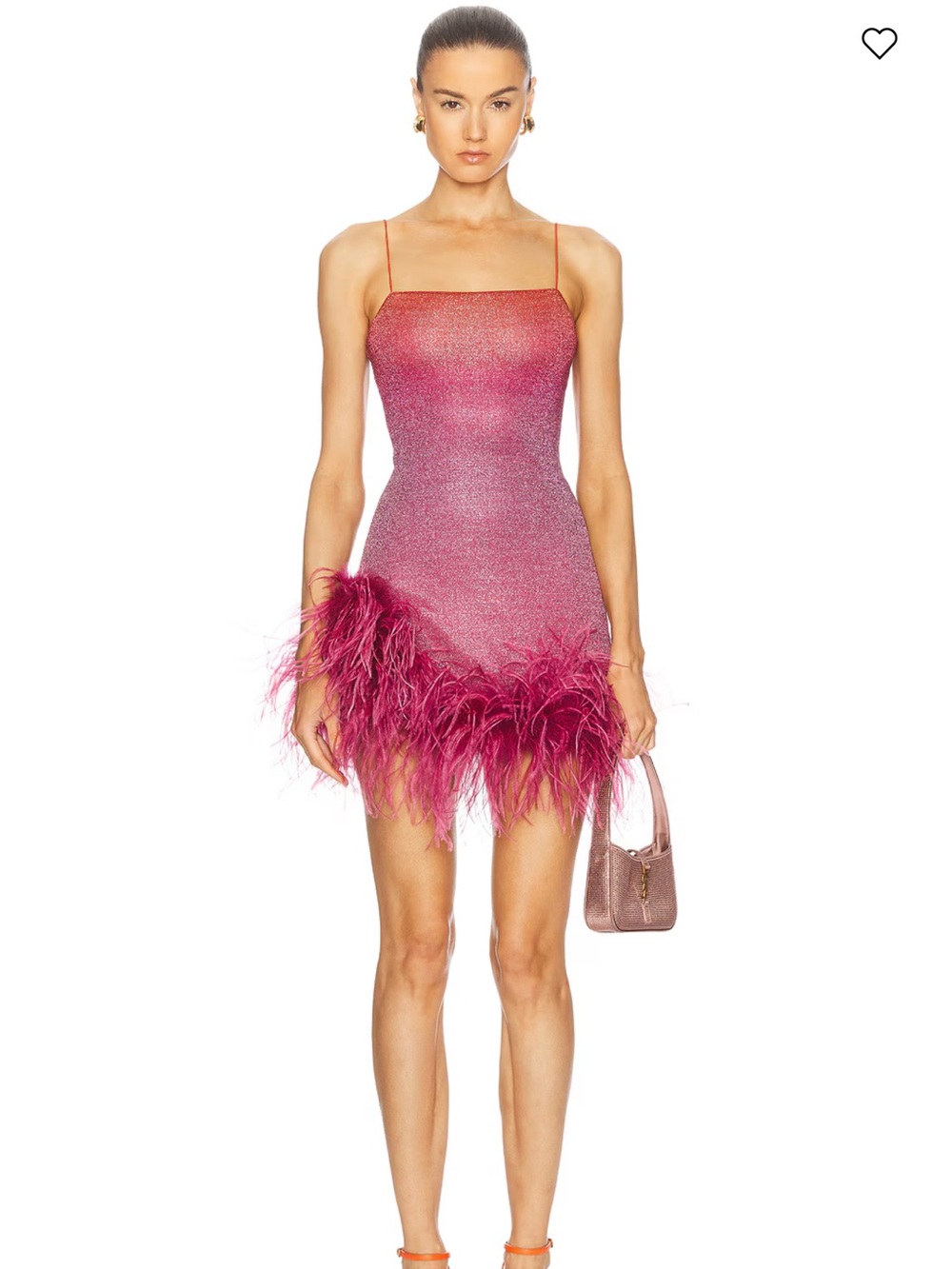 OSÉREE Lumiere Shade Plumage Mini Dress – Pink Metallic Feather Hem